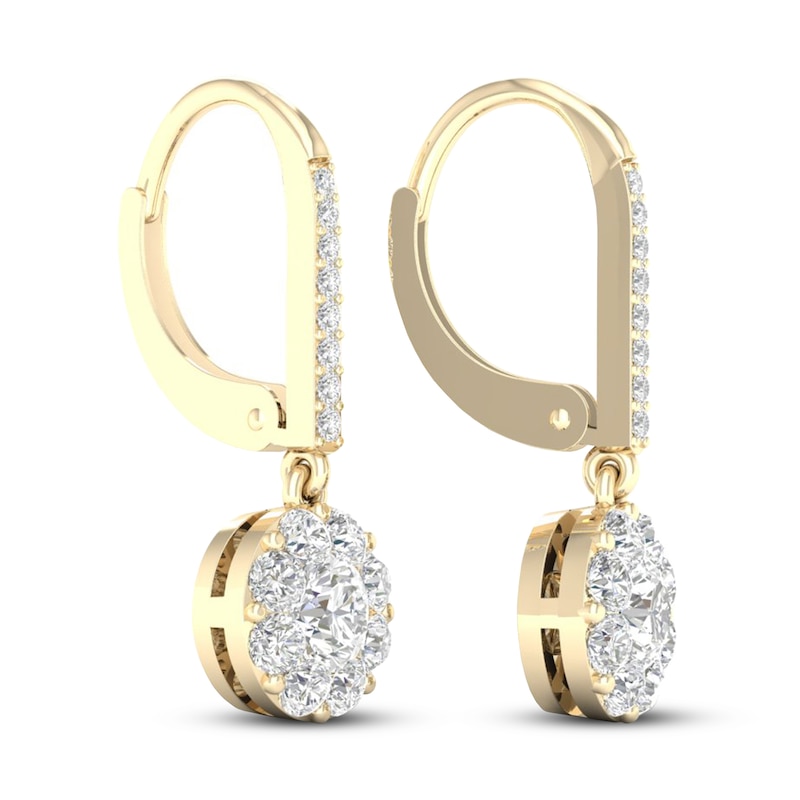 Main Image 4 of Diamond Dangle Earrings 1 ct tw Round 14K Yellow Gold
