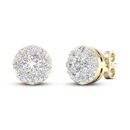 Diamond Stud Earrings 1 ct tw Round 14K Yellow Gold