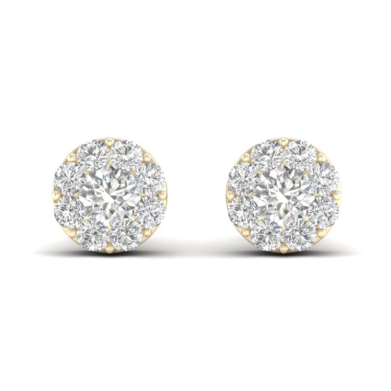 Main Image 1 of Diamond Stud Earrings 1 1/2 ct tw Round 14K Yellow Gold