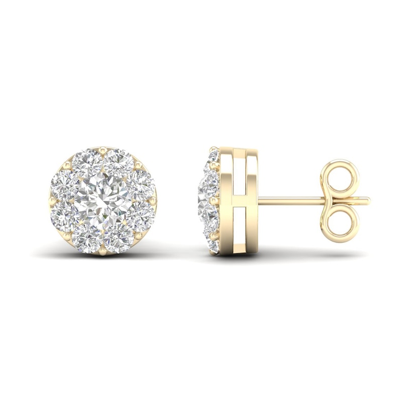 Diamond Stud Earrings 1 1/2 ct tw Round 14K Yellow Gold