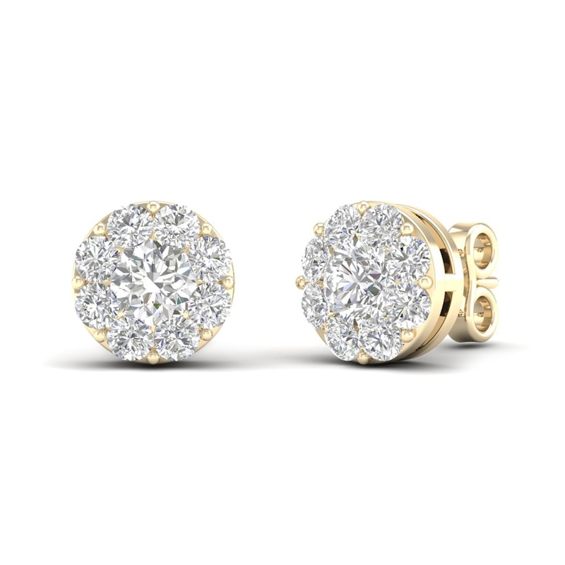 Diamond Stud Earrings 1 1/2 ct tw Round 14K Yellow Gold