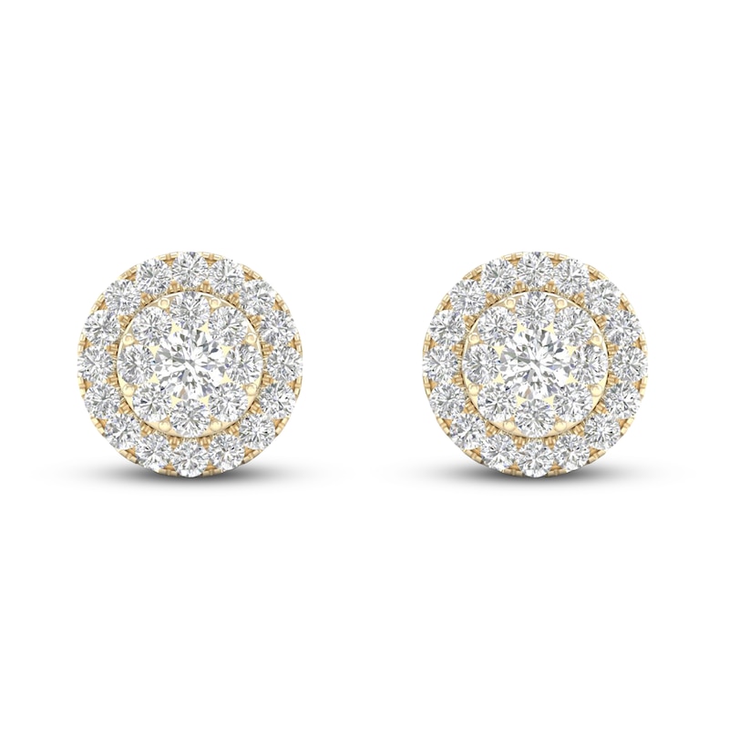 Main Image 3 of Diamond Stud Earrings 1/2 ct tw Round 10K Yellow Gold