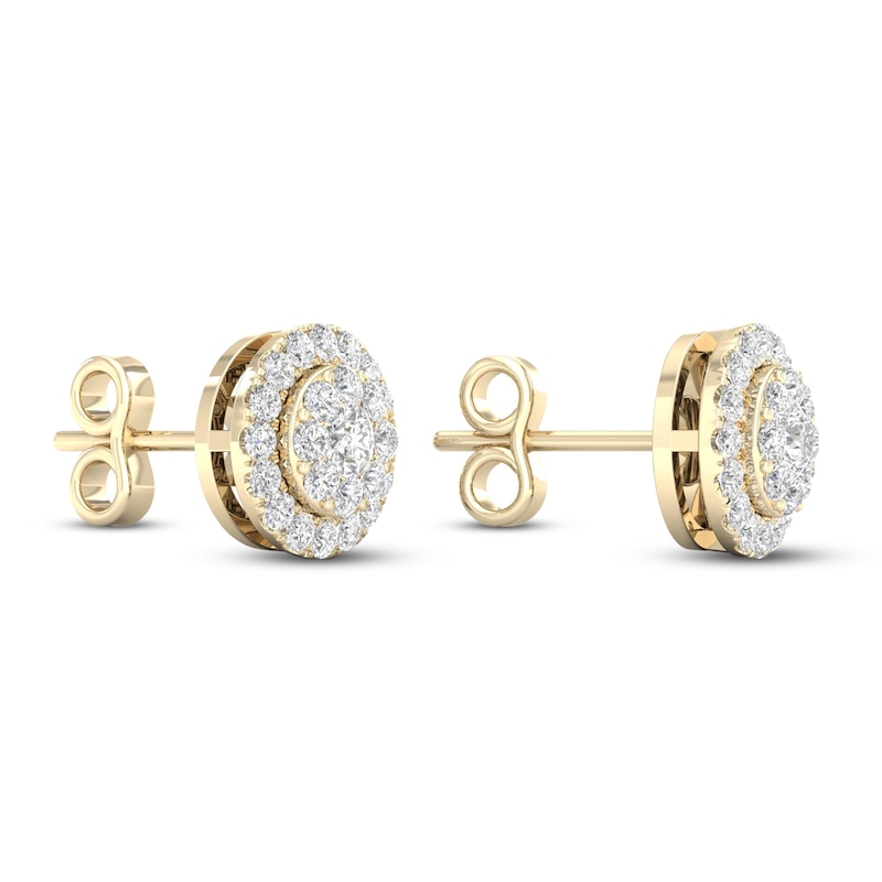 Main Image 4 of Diamond Stud Earrings 1/2 ct tw Round 10K Yellow Gold