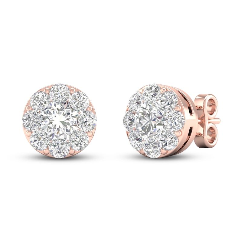 Diamond Stud Earrings 1 ct tw Round 14K Rose Gold