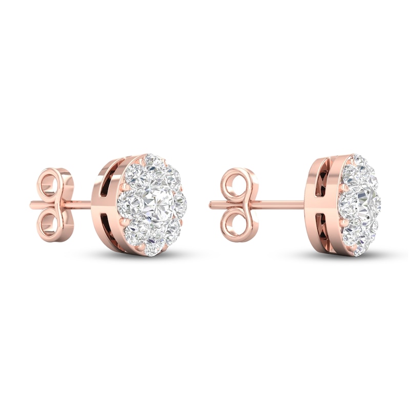 Diamond Stud Earrings 1 ct tw Round 14K Rose Gold