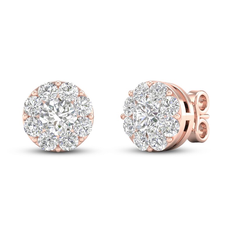 Main Image 1 of Diamond Stud Earrings 1 1/2 ct tw Round 14K Rose Gold