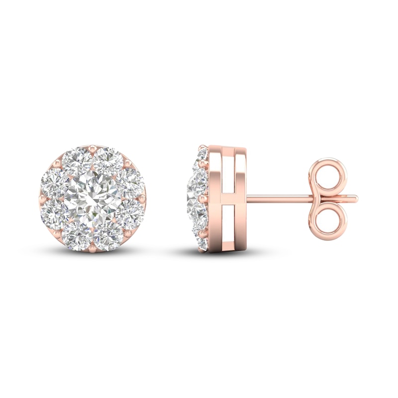Main Image 2 of Diamond Stud Earrings 1 1/2 ct tw Round 14K Rose Gold