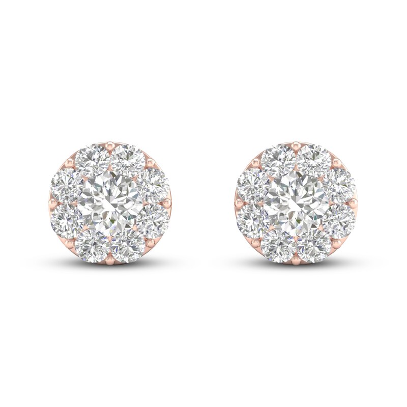 Main Image 3 of Diamond Stud Earrings 1 1/2 ct tw Round 14K Rose Gold
