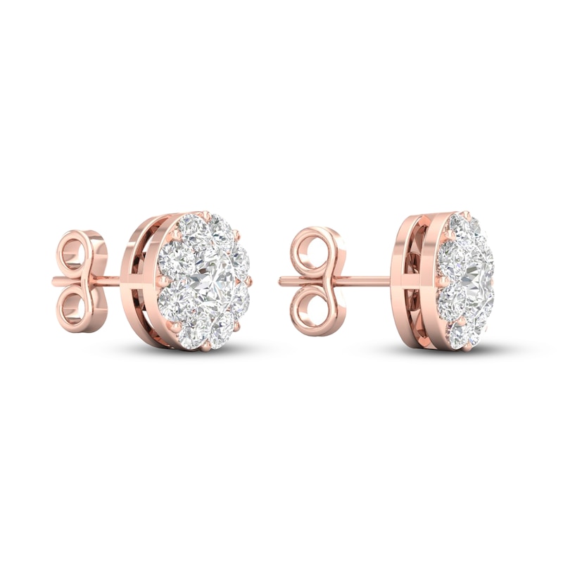 Main Image 4 of Diamond Stud Earrings 1 1/2 ct tw Round 14K Rose Gold