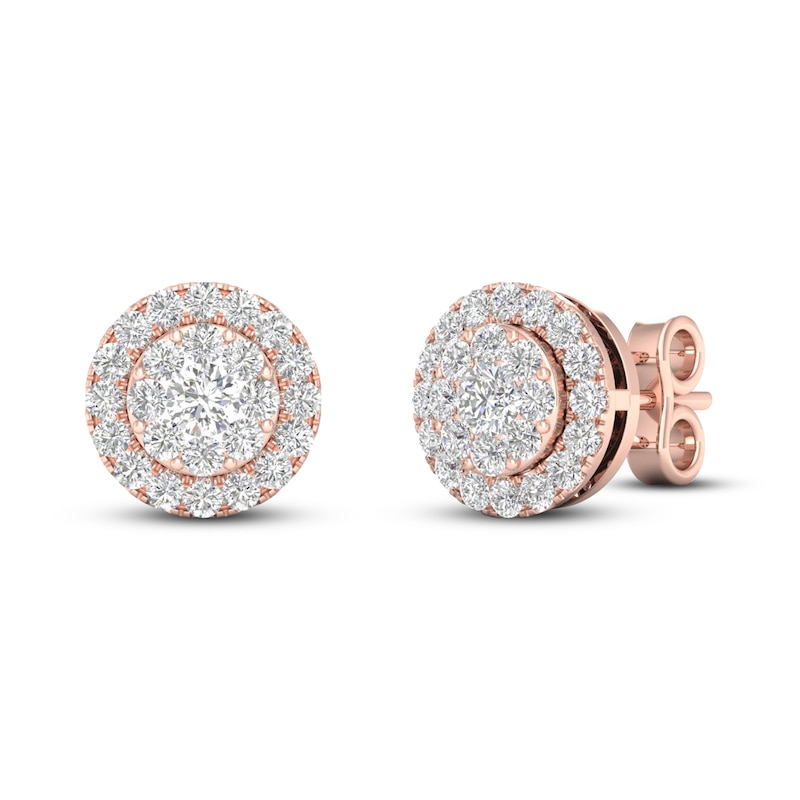 Main Image 1 of Diamond Stud Earrings 1/2 ct tw Round 10K Rose Gold