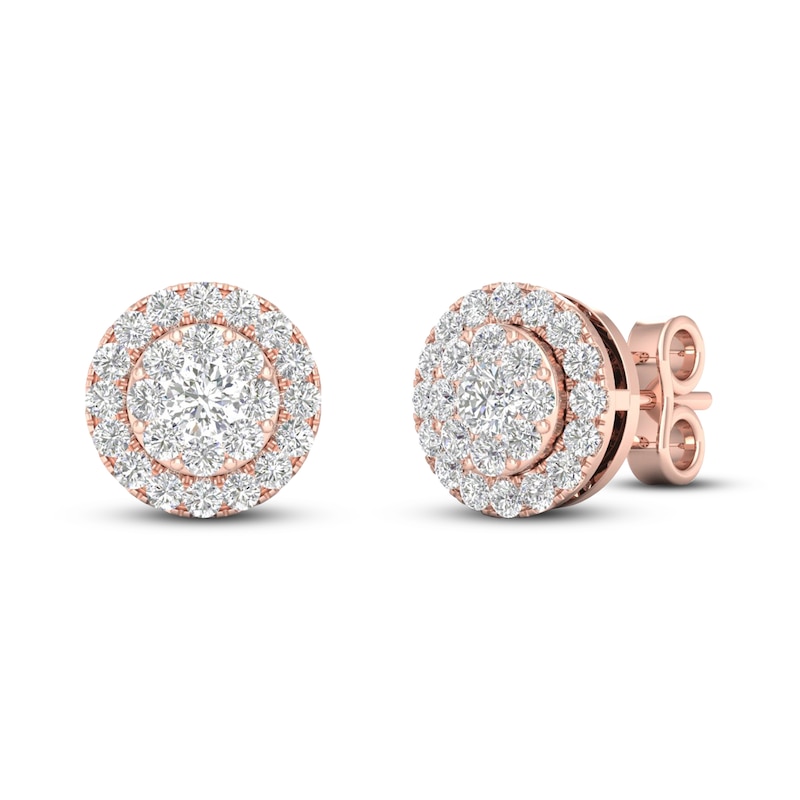 Diamond Stud Earrings 1/2 ct tw Round 10K Rose Gold