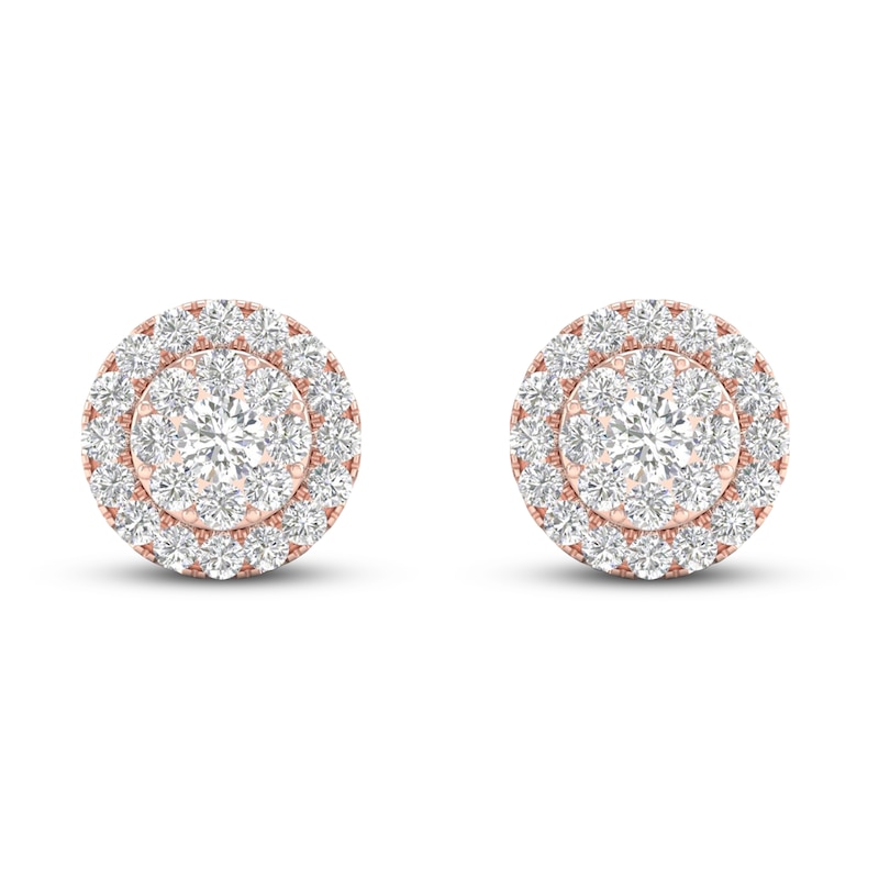 Main Image 3 of Diamond Stud Earrings 1/2 ct tw Round 10K Rose Gold