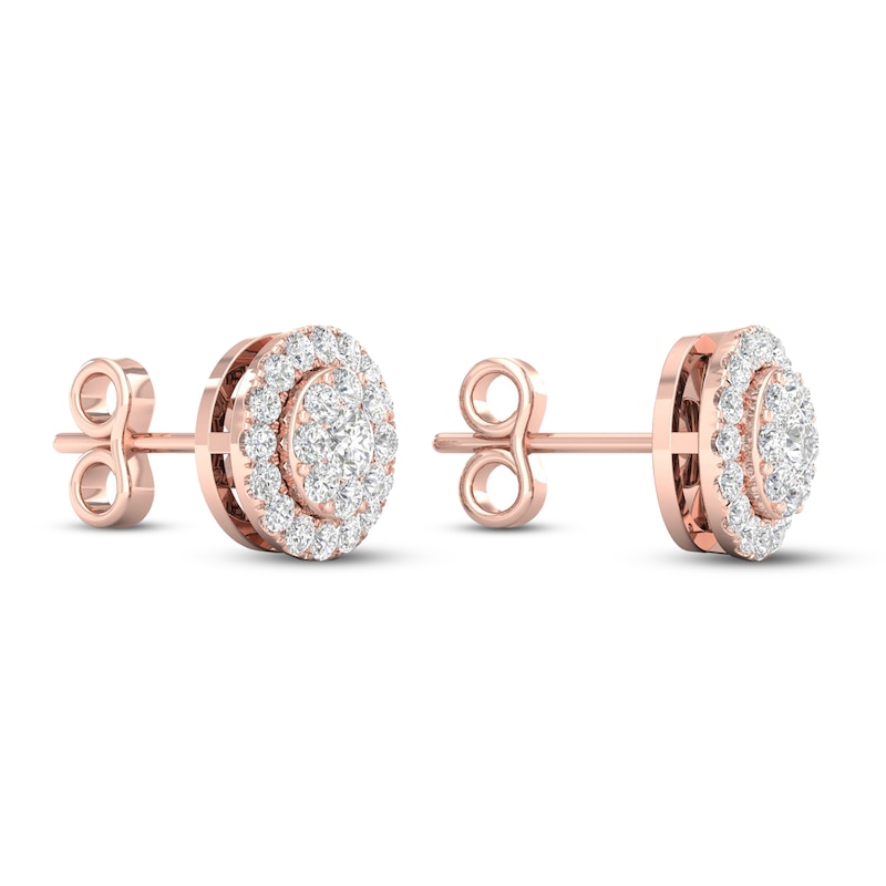 Main Image 4 of Diamond Stud Earrings 1/2 ct tw Round 10K Rose Gold