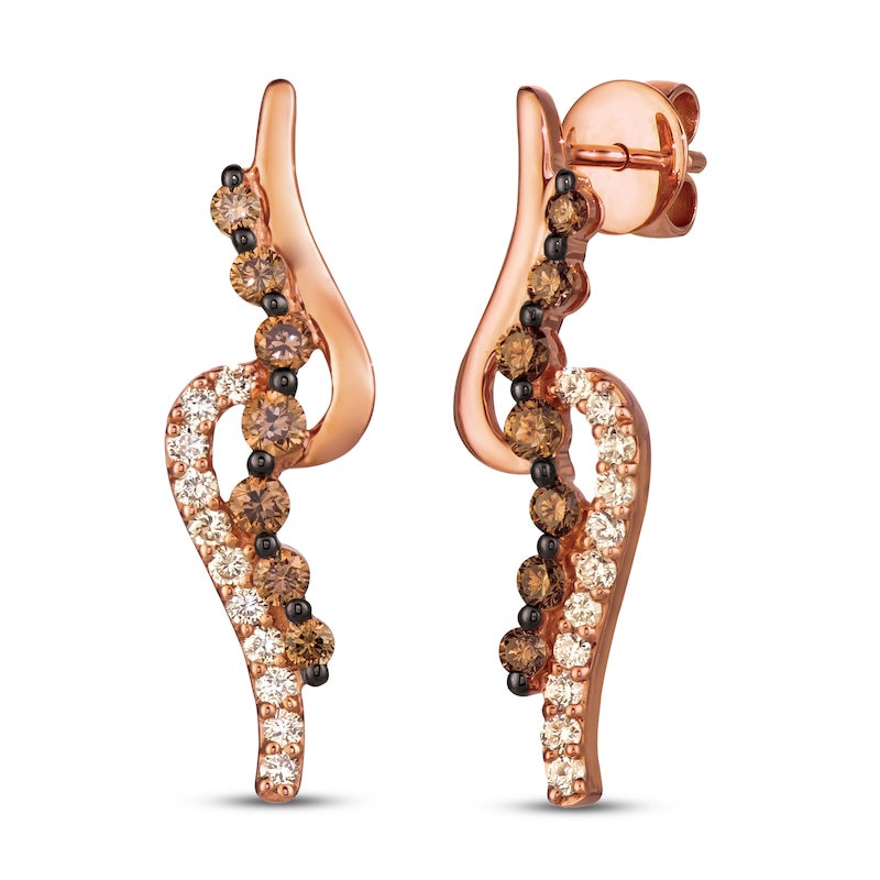 Le Vian Chocolate Diamond Earrings 1-1/8 ct tw 14K Strawberry Gold