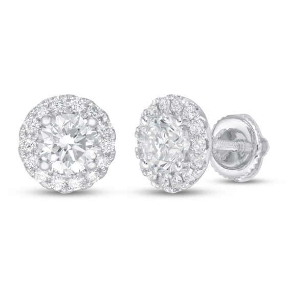 Lab-Created Diamond Earrings 1 1/2 ct tw Round 14K White Gold | Jared
