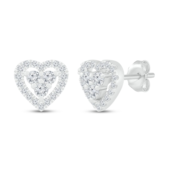 Diamond Heart Stud Earrings 1/4 ct tw Round 10K White Gold | Jared