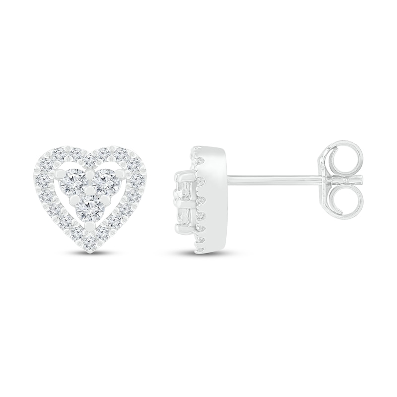 Diamond Heart Stud Earrings 1/4 ct tw Round 10K White Gold | Jared