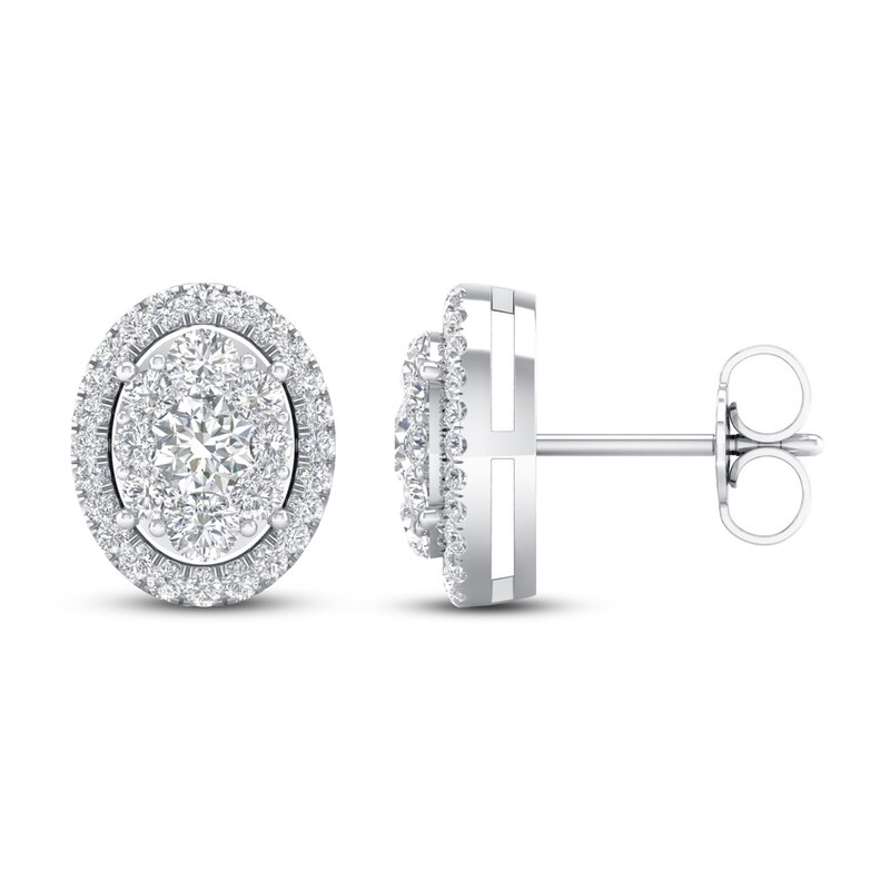 Main Image 2 of Diamond Earrings 1 ct tw Round 14K White Gold