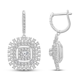 Hearts Desire Diamond Earrings 1 5/8 ct tw Round 18K White Gold