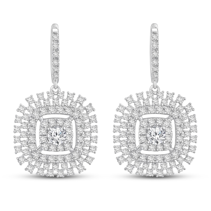 Diamond Earrings 1-5/8 ct tw Round 18K White Gold