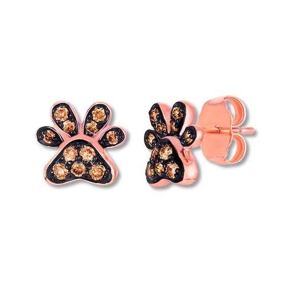 Le Vian Chocolate Diamond Earrings 1/5 ct tw Round 14K Strawberry Gold