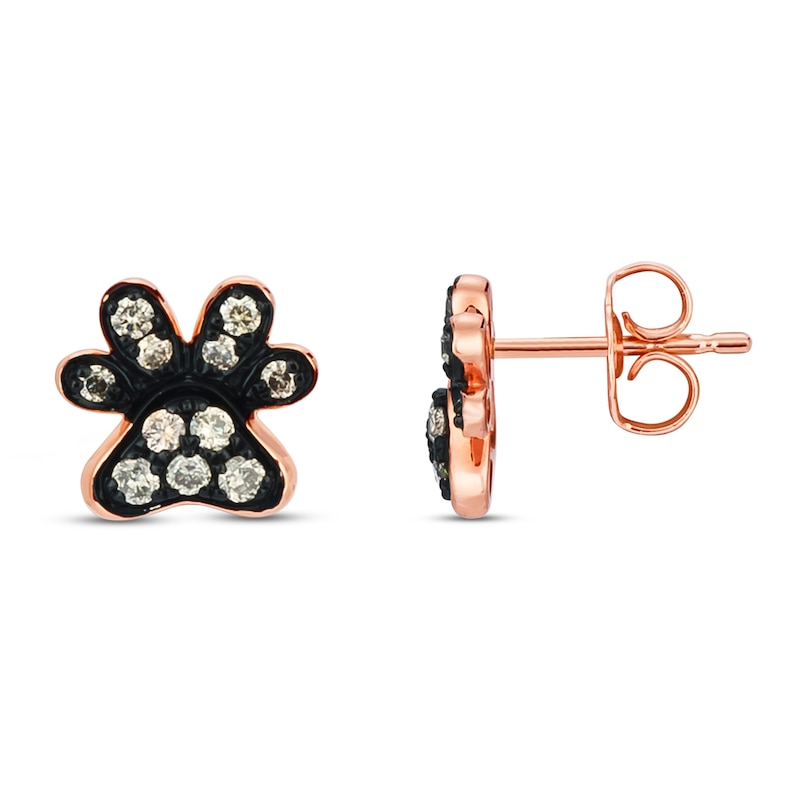 Main Image 2 of Le Vian Chocolate Diamond Earrings 1/5 ct tw Round 14K Strawberry Gold