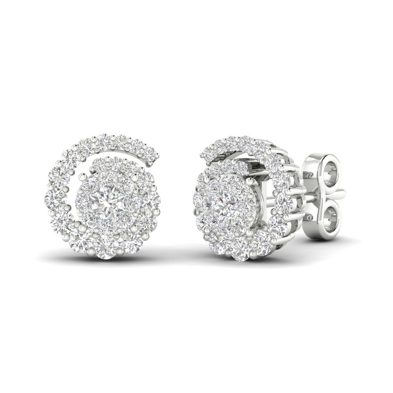 Main Image 1 of Diamond Earrings 1/2 ct tw Round 14K White Gold
