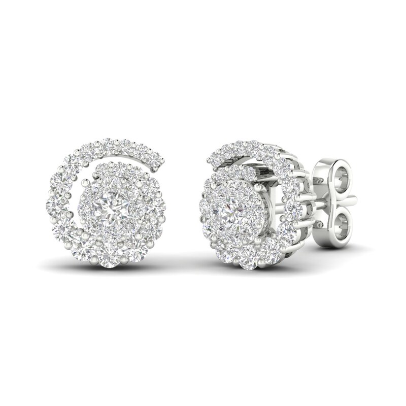 Diamond Earrings 1/2 ct tw Round 14K White Gold