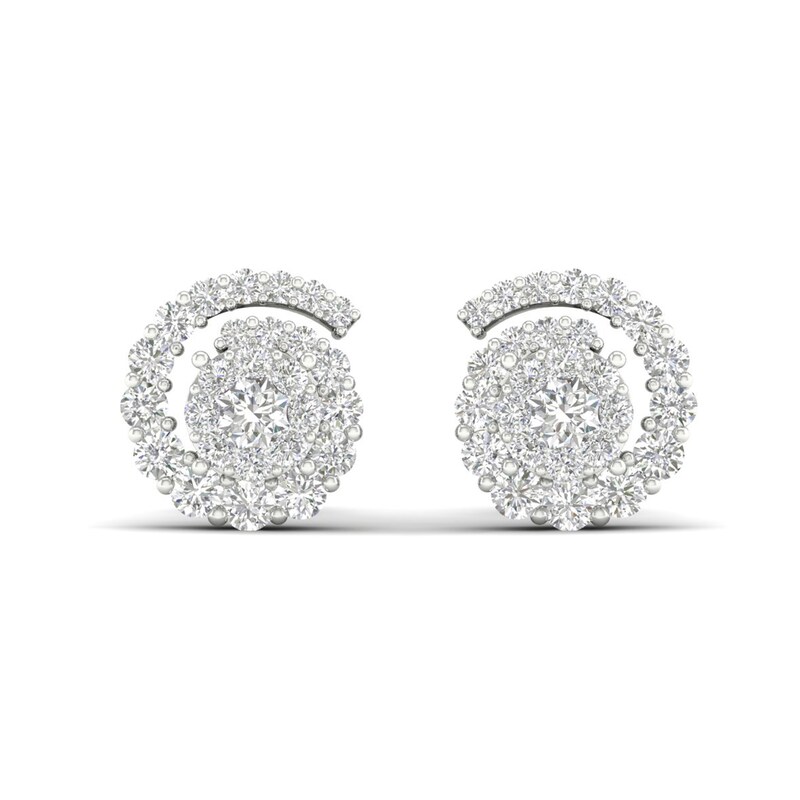 Diamond Earrings 1/2 ct tw Round 14K White Gold