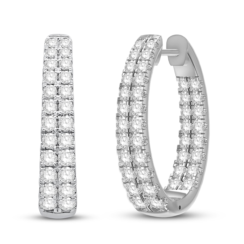 Main Image 1 of Diamond Hoop Earrings 1 3/4 ct tw Round 14K White Gold