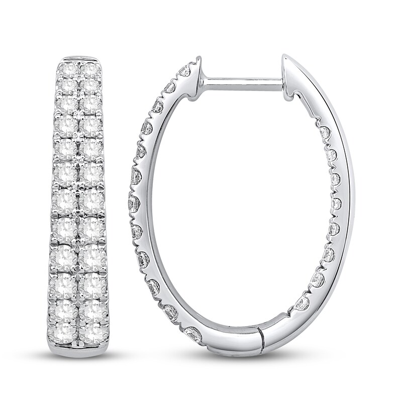 Main Image 2 of Diamond Hoop Earrings 1 3/4 ct tw Round 14K White Gold