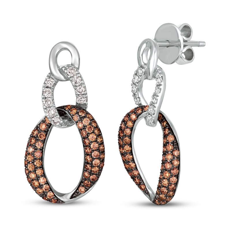 Main Image 1 of Le Vian Chocolate Diamond Earrings 1-1/8 ct tw Round 14K White Gold