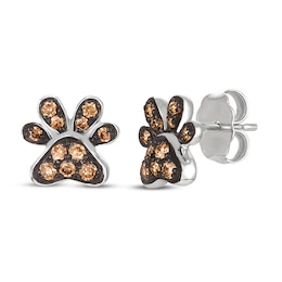 Le Vian Chocolate Diamond Earrings 1/6 ct tw Round 14K Vanilla Gold
