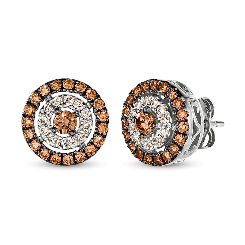 Main Image 1 of Le Vian Chocolate Diamond Earrings 5/8 ct tw Round 14K Vanilla Gold