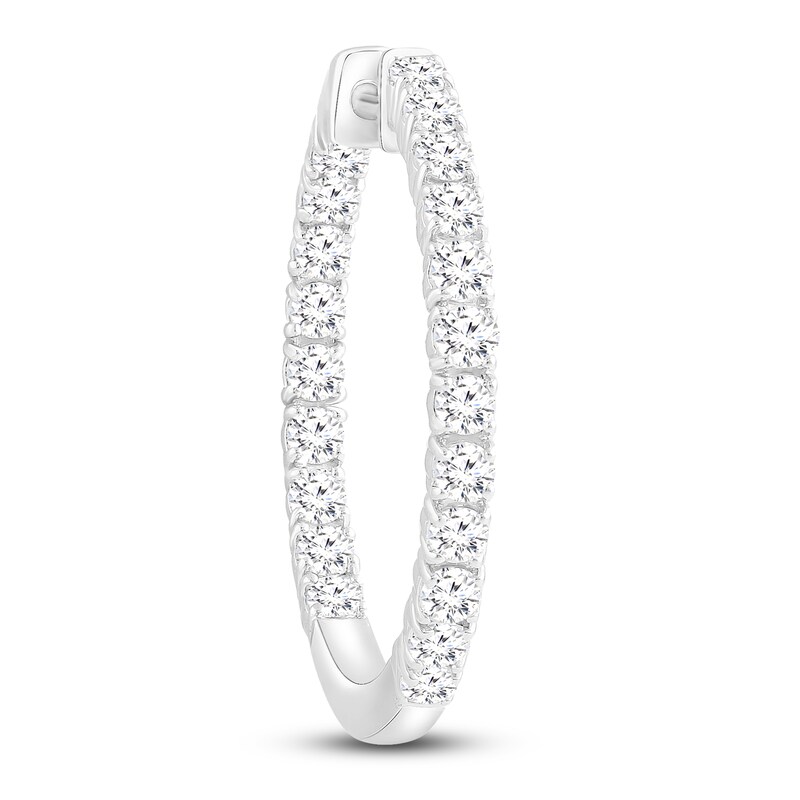 Diamond Hoop Earrings 1 ct tw Round 14K White Gold