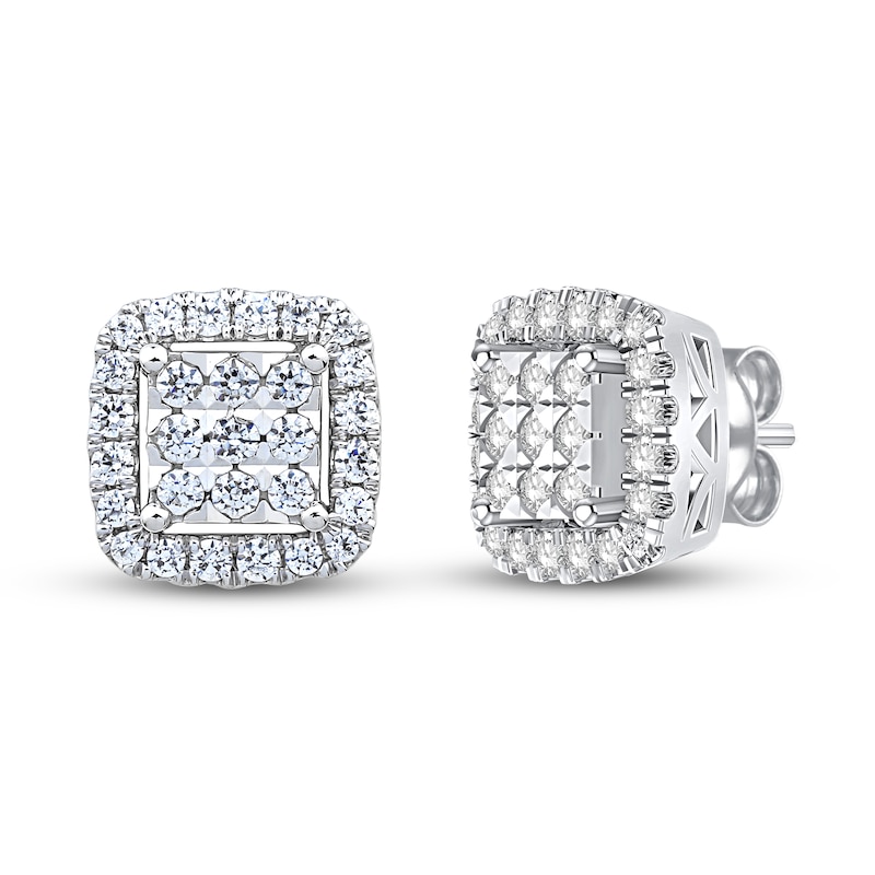 Main Image 1 of Diamond Stud Earrings 5/8 ct tw Round 14K White Gold