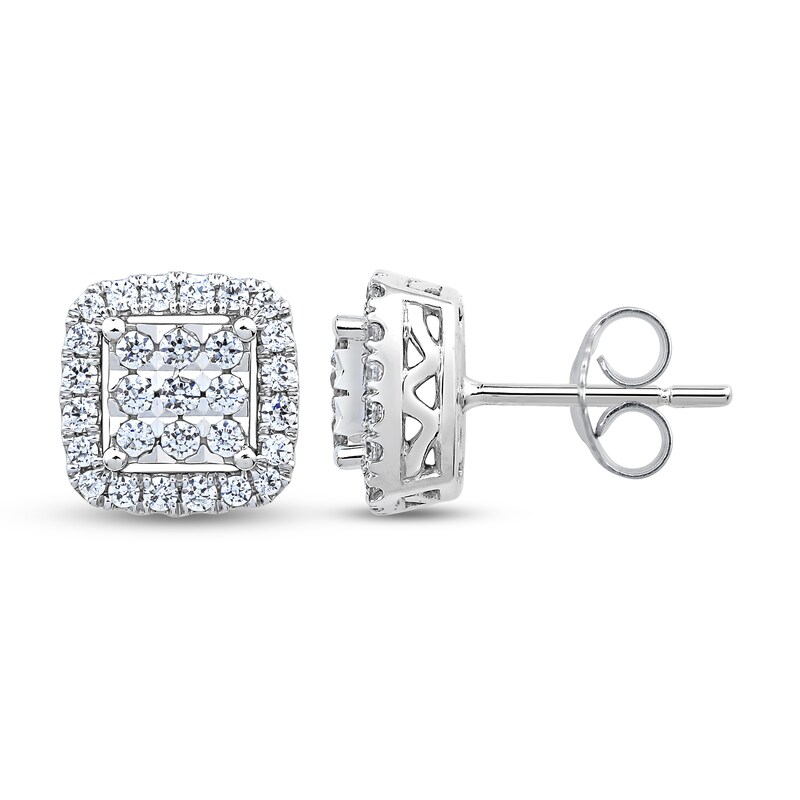 Main Image 2 of Diamond Stud Earrings 5/8 ct tw Round 14K White Gold