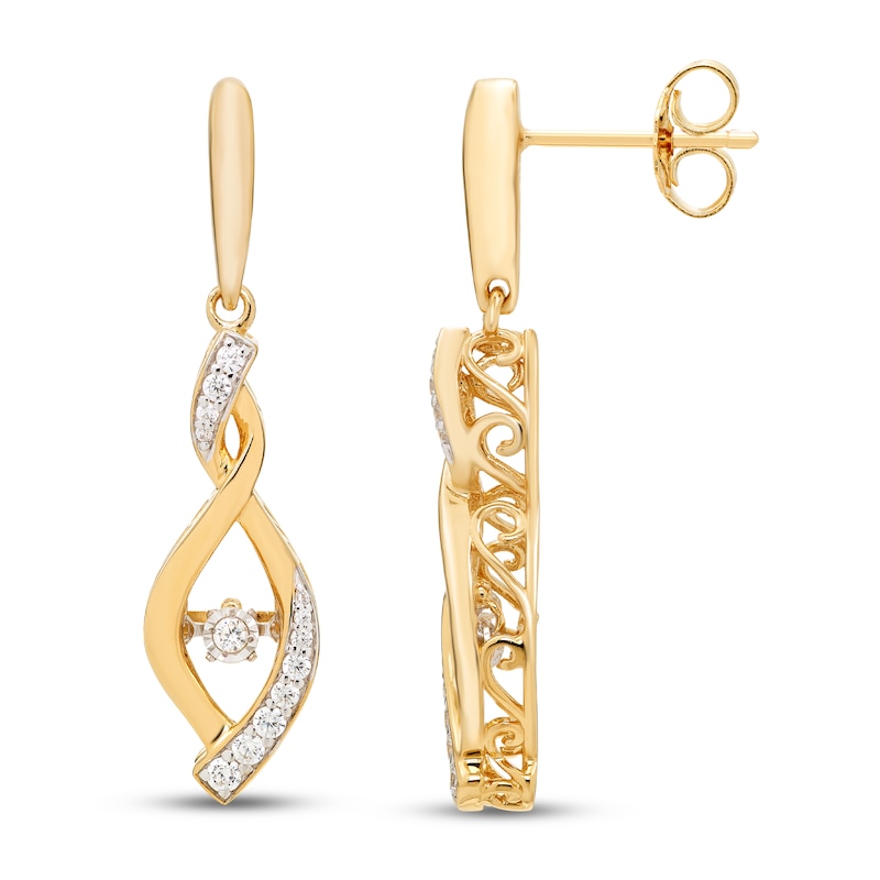 Diamonds in Rhythm 1/4 ct tw Earrings 10K Yellow Gold