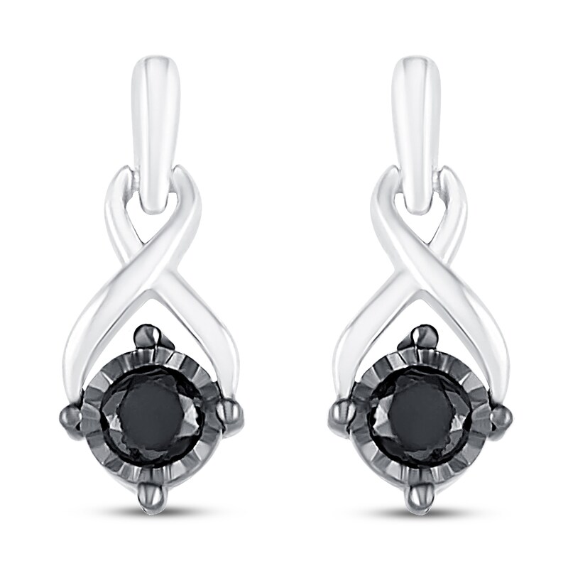 Black Diamond Earrings 1/6 ct tw Round Sterling Silver