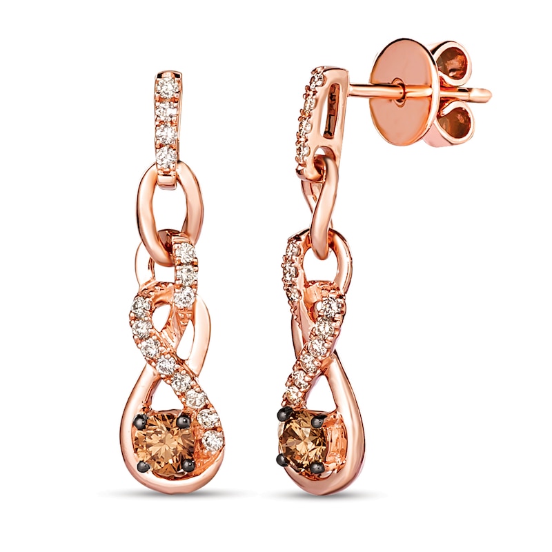 Main Image 1 of Le Vian Diamond Earrings 1/2 ct tw Round 14K Strawberry Gold