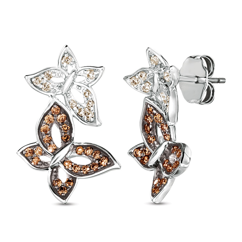 Le Vian Diamond Butterfly Earrings 1/3 ct tw Round 14K Vanilla Gold