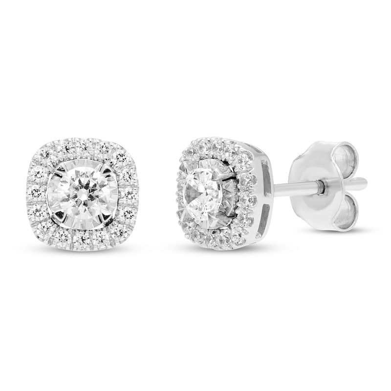 Main Image 1 of Diamond Stud Earrings 1/2 ct tw Round 10K White Gold