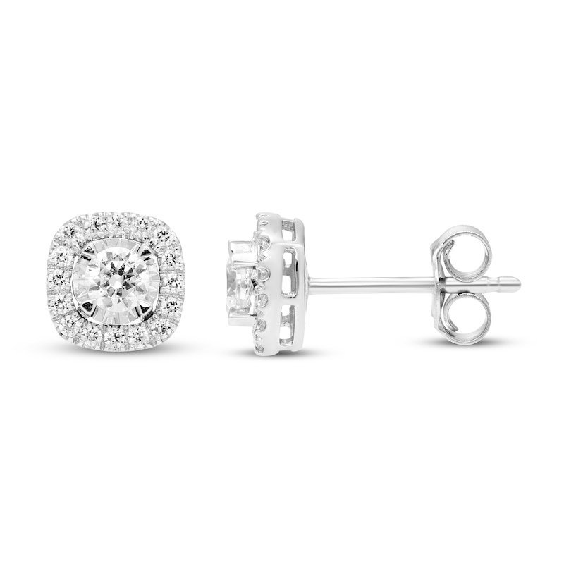 Main Image 2 of Diamond Stud Earrings 1/2 ct tw Round 10K White Gold