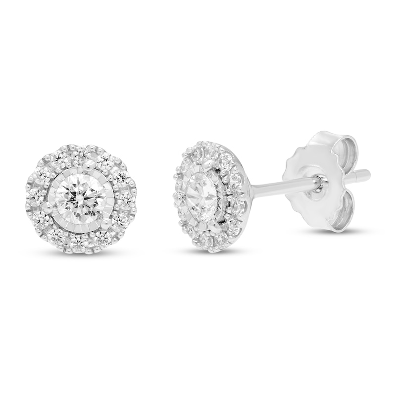 Main Image 1 of Diamond Stud Earrings 1/2 ct tw Round 10K White Gold