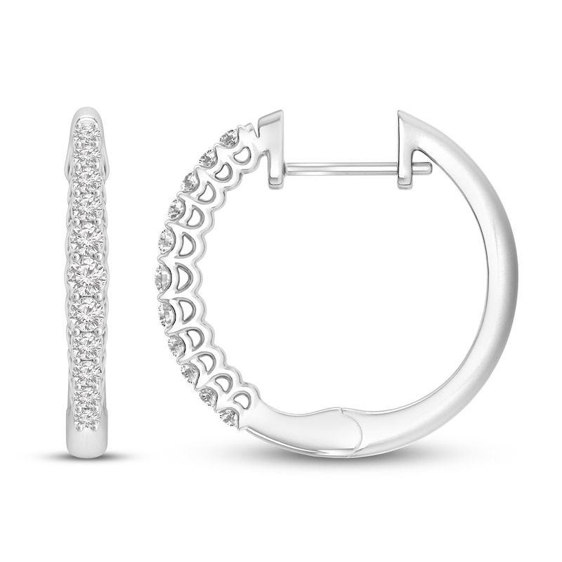 Main Image 1 of Diamond Hoop Earrings 1/4 ct tw Round 10K White Gold