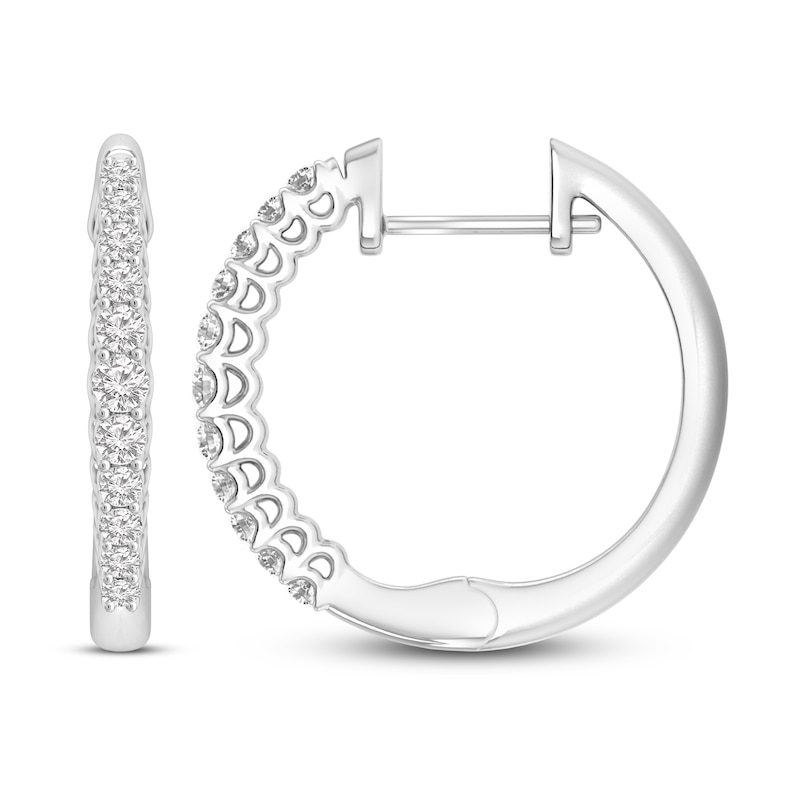 Main Image 1 of Diamond Hoop Earrings 1/2 ct tw Round 10K White Gold