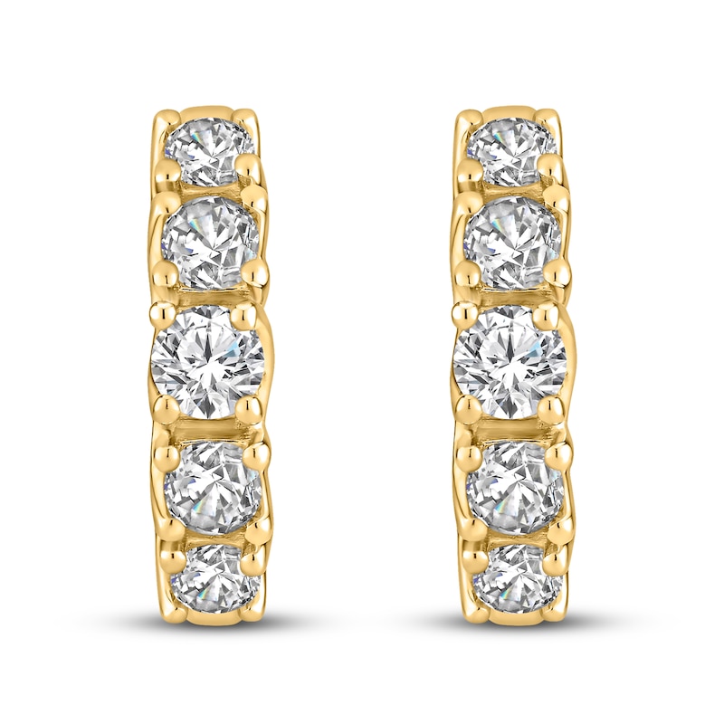Main Image 2 of Diamond Hoop Earrings 1 ct tw Round 18K Yellow Gold
