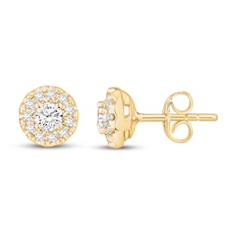 Hearts Desire Diamond Stud Earrings 1/2 ct tw Round 18K Yellow Gold