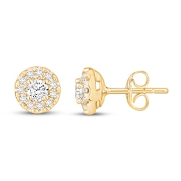 Diamond Stud Earrings 1/2 ct tw Round 18K Yellow Gold