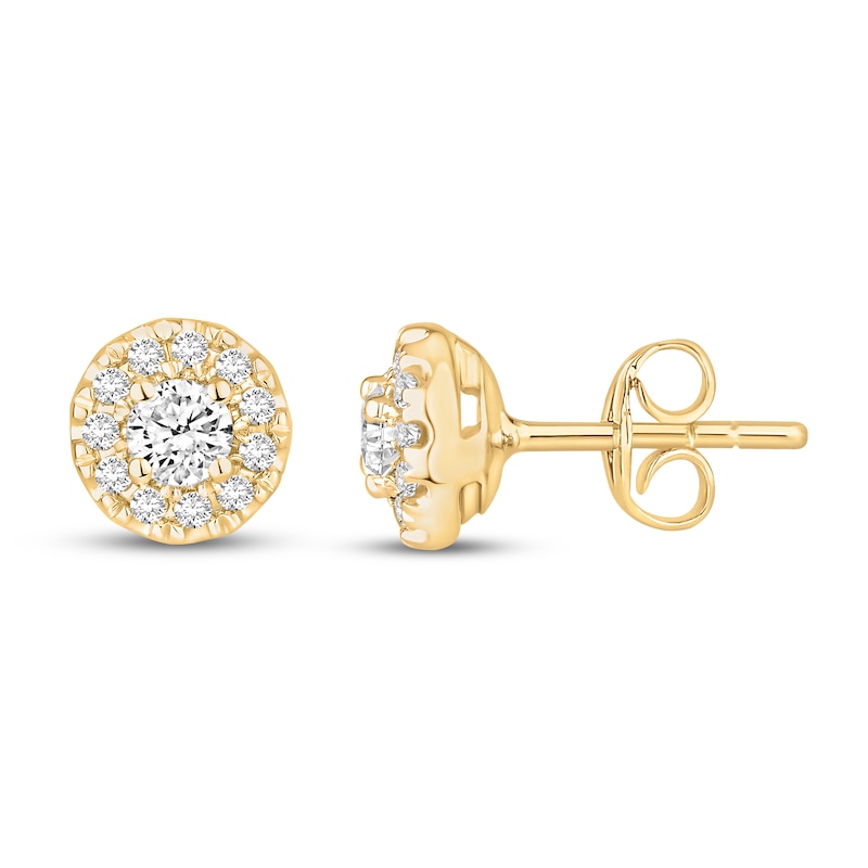 Main Image 1 of Diamond Stud Earrings 1/2 ct tw Round 18K Yellow Gold